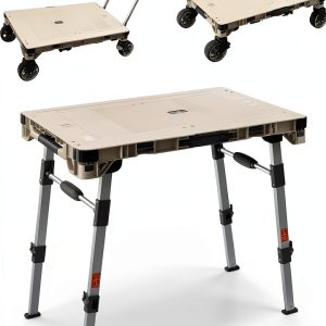 Camping Table Wagon 3-in-1 Platform Truck by LEADALLWAY Beige-0