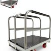 2IN1 Heavy Duty Panel Truck, 36" x 24" Platform Cart w/Rubber Mat & 3 Handrails, 2600 lbs Capacity Drywall & Lumber Cart, Flatbed Cart w/2 Swivel Casters, All-Steel Hand Truck Push Cart-0