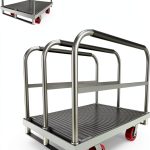 2IN1 Heavy Duty Panel Truck, 36" x 24" Platform Cart w/Rubber Mat & 3 Handrails, 2600 lbs Capacity Drywall & Lumber Cart, Flatbed Cart w/2 Swivel Casters, All-Steel Hand Truck Push Cart-0