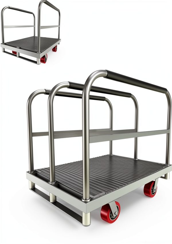 2IN1 Heavy Duty Panel Truck, 36" x 24" Platform Cart w/Rubber Mat & 3 Handrails, 2600 lbs Capacity Drywall & Lumber Cart, Flatbed Cart w/2 Swivel Casters, All-Steel Hand Truck Push Cart-0