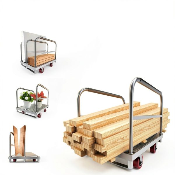 2IN1 Heavy Duty Panel Truck, 36" x 24" Platform Cart w/Rubber Mat & 3 Handrails, 2600 lbs Capacity Drywall & Lumber Cart, Flatbed Cart w/2 Swivel Casters, All-Steel Hand Truck Push Cart-3