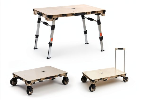 Camping Table Wagon 3-in-1 Platform Truck by LEADALLWAY Beige-1