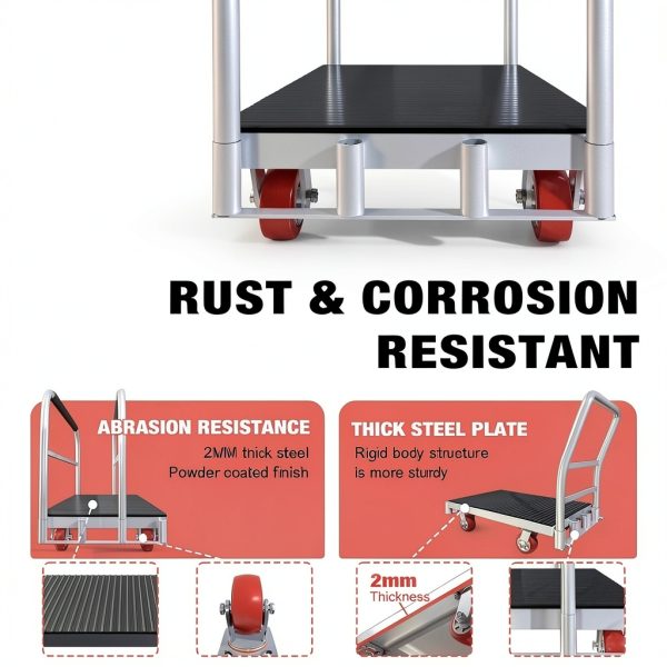 2IN1 Heavy Duty Panel Truck Lomive 42x24 Platform Cart with Rubber Mat-5