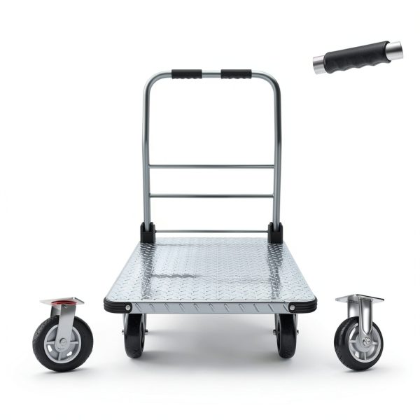 2200 lbs. Capacity Foldable Push Cart Dolly | Moving Platform Hand Truck | Heavy Duty Space Saving Collapsible | Swivel Flat Bed Wagon - Furniture Luggage Lifting-3