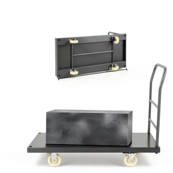 VEVOR Platform Truck, 2000 lbs Capacity Steel Flatbed Cart, 47" Length x 24" Width x 32" Height Flat Dolly, Hand Trucks with 5" Nylon Casters, Heavy-Duty Utility Push Carts for Luggage Moving-4