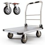 2200 lbs. Capacity Foldable Push Cart Dolly | Moving Platform Hand Truck | Heavy Duty Space Saving Collapsible | Swivel Flat Bed Wagon - Furniture Luggage Lifting-0