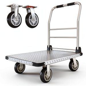 2200 lbs. Capacity Foldable Push Cart Dolly | Moving Platform Hand Truck | Heavy Duty Space Saving Collapsible | Swivel Flat Bed Wagon - Furniture Luggage Lifting-0
