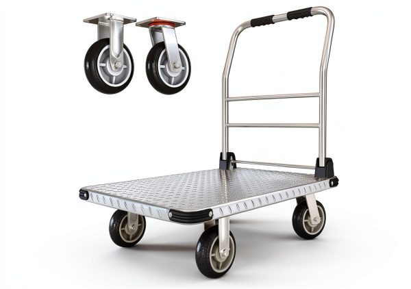 2200 lbs. Capacity Foldable Push Cart Dolly | Moving Platform Hand Truck | Heavy Duty Space Saving Collapsible | Swivel Flat Bed Wagon - Furniture Luggage Lifting-0