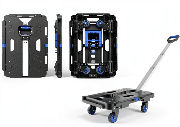 LEADALLWAY 2 Pcs Platform Truck Folding Dolly Cart 24.4" x 17.7" with-5