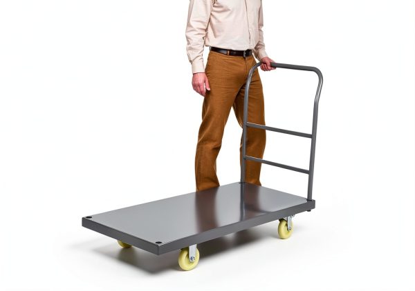 VEVOR Platform Truck, 2000 lbs Capacity Steel Flatbed Cart, 47" Length x 24" Width x 32" Height Flat Dolly, Hand Trucks with 5" Nylon Casters, Heavy-Duty Utility Push Carts for Luggage Moving-7