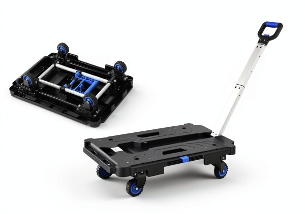 LEADALLWAY 2 Pcs Platform Truck Folding Dolly Cart 24.4" x 17.7" with-2