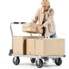 2200 lbs. Capacity Foldable Push Cart Dolly | Moving Platform Hand Truck | Heavy Duty Space Saving Collapsible | Swivel Flat Bed Wagon - Furniture Luggage Lifting-6