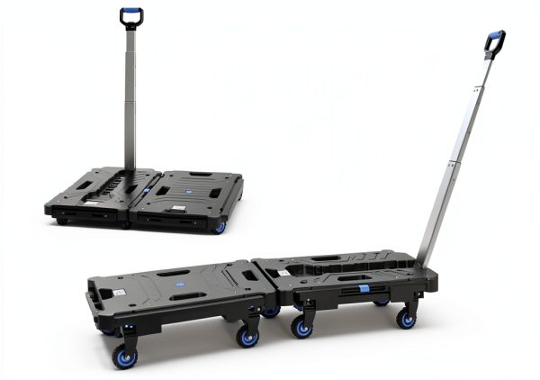 LEADALLWAY 2 Pcs Platform Truck Folding Dolly Cart 24.4" x 17.7" with-0