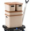 LEADALLWAY 2 Pcs Platform Truck Folding Dolly Cart 24.4" x 17.7" with-6