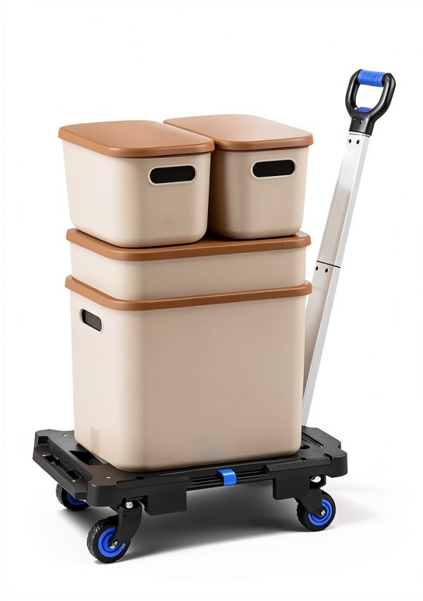LEADALLWAY 2 Pcs Platform Truck Folding Dolly Cart 24.4" x 17.7" with-6