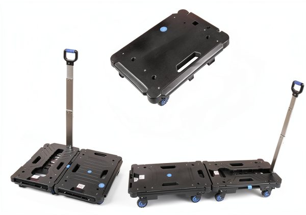 LEADALLWAY 2 Pcs Platform Truck Folding Dolly Cart 24.4" x 17.7" with-3
